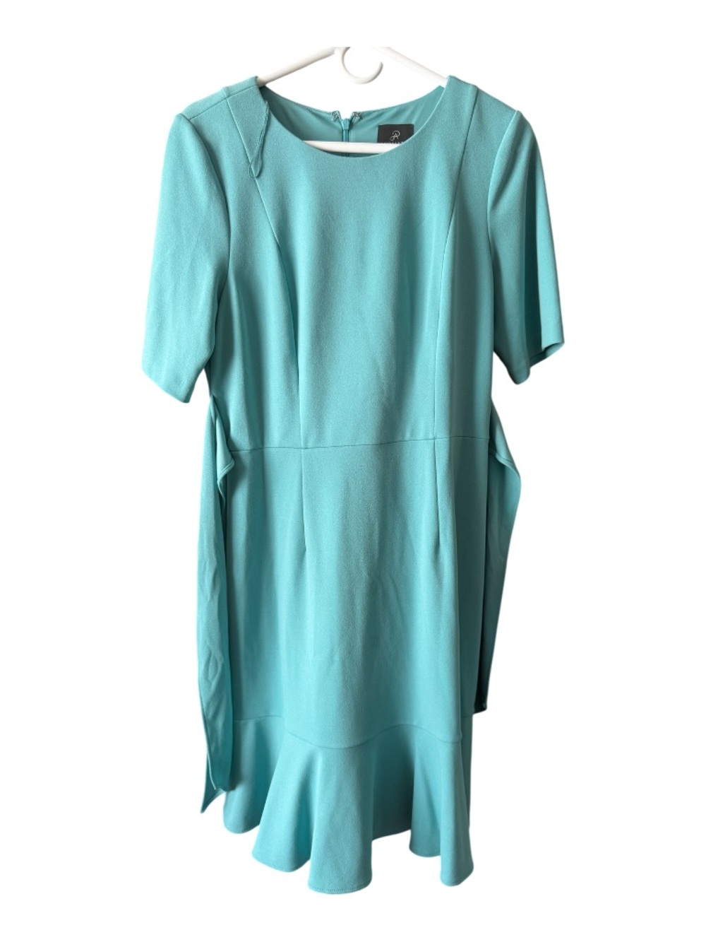 Adrianna Papell Aqua Midi Dress with Flounce Hem - Picture 1 of 3